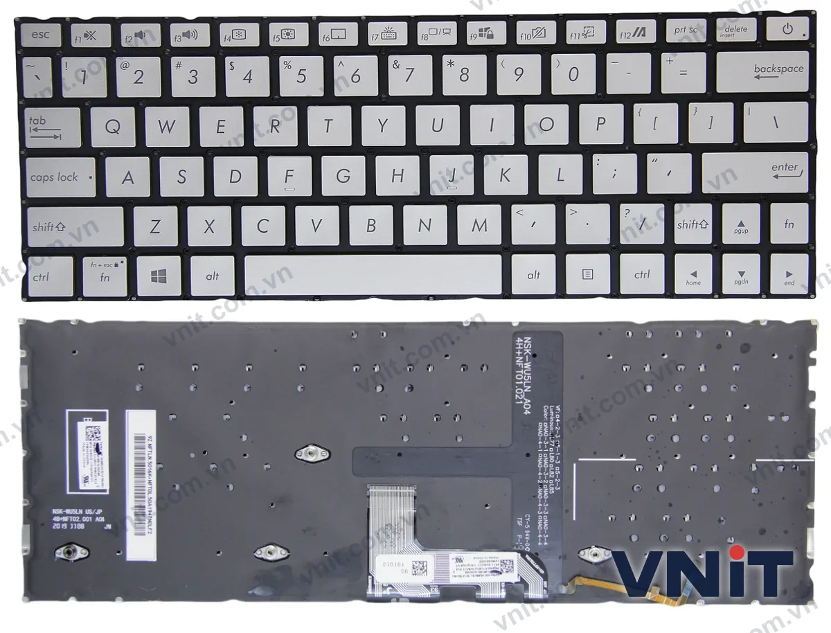 Bàn phím Laptop Asus ZenBook UX334, UX334U, U334U, UX334A (Có đèn nền) (Màu bạc)