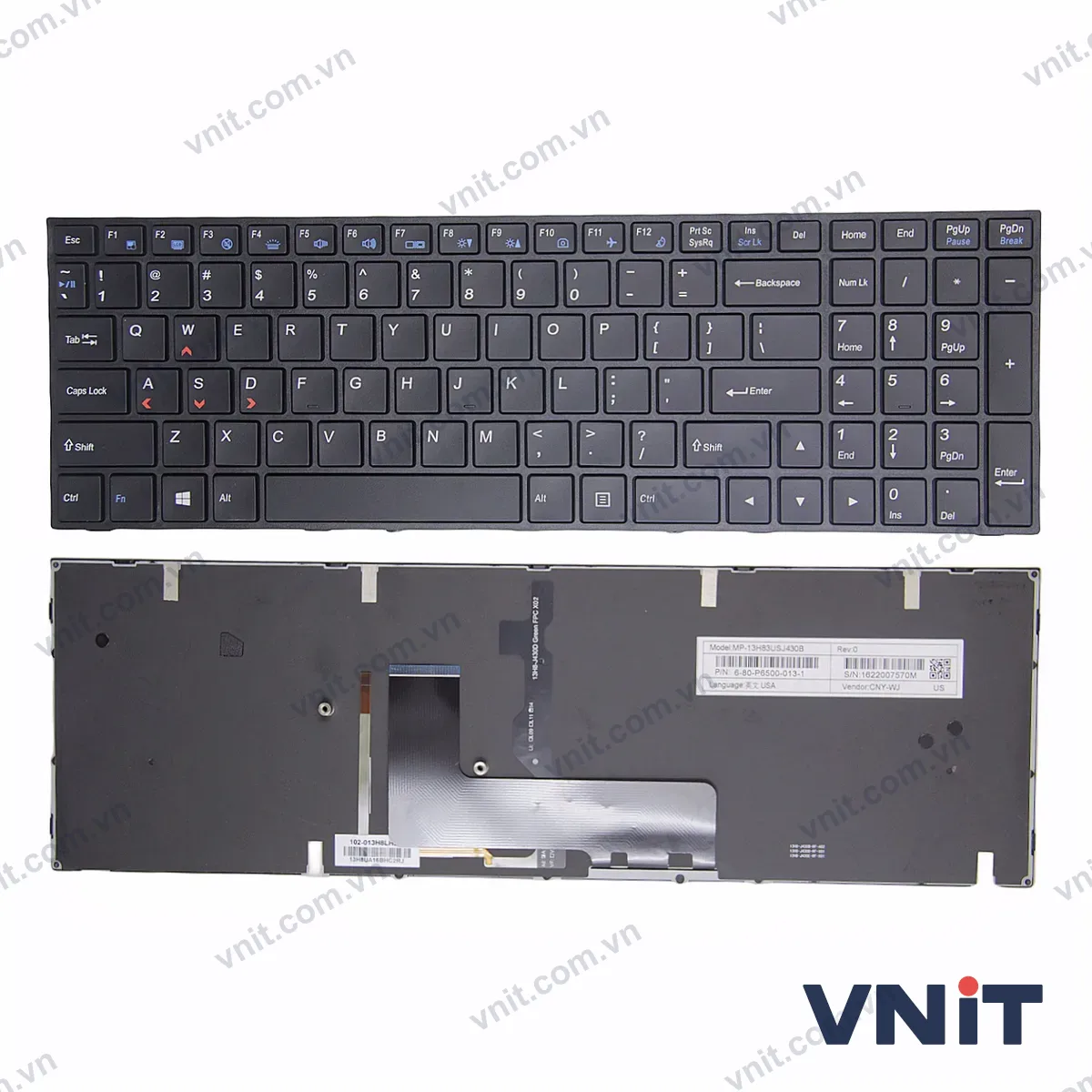 Bàn phím Laptop CLEVO P655 P650SA P651SG P650SE P651SE P670SE (Có đèn nền) (Màu đen)