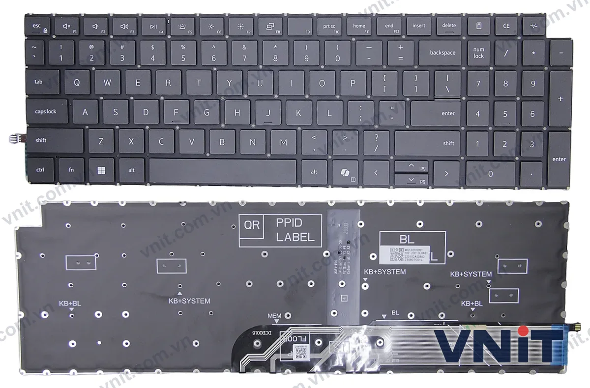 Bàn phím Laptop Dell 15 DC15250, DC15255, 16 DC16250, DC16251, 16 Plus 2-in-1 DB06250 (Có đèn nền) (Màu đen)