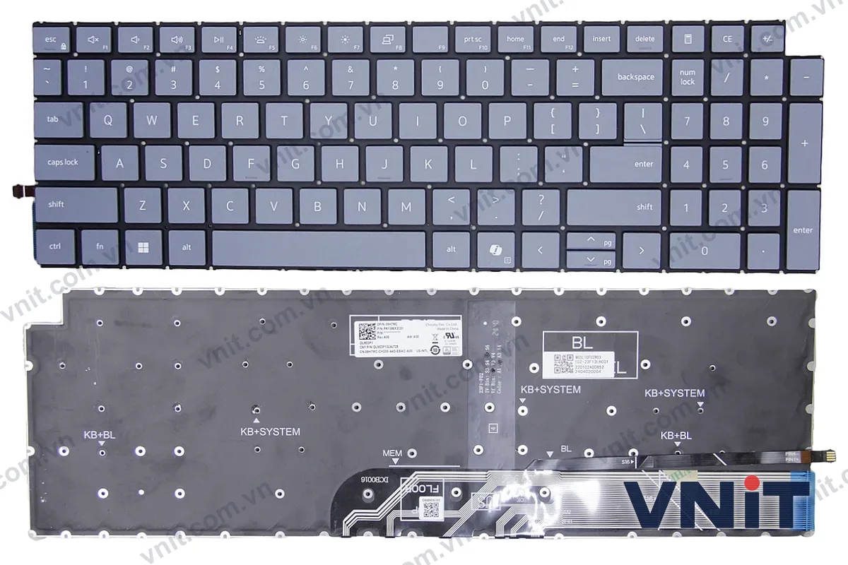 Bàn phím Laptop Dell 15 DC15250, DC15255, 16 DC16250, DC16251, 16 Plus 2-in-1 DB06250 (Có đèn nền) (Màu xám)