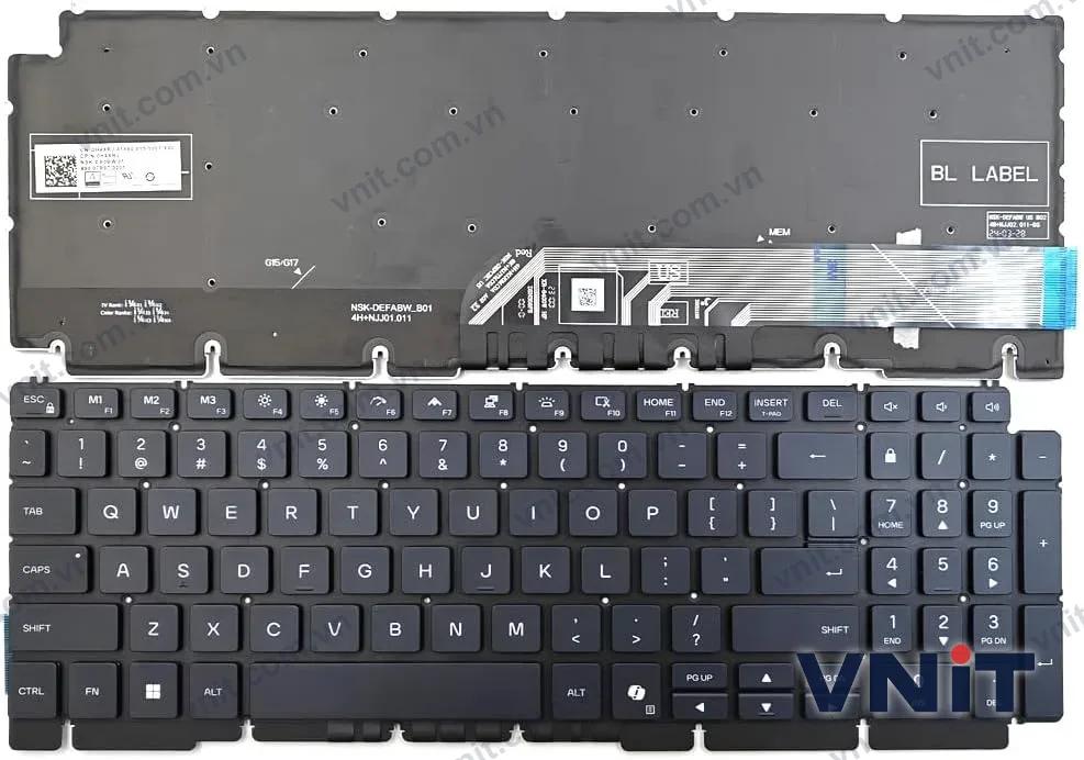 Bàn phím Laptop Dell Alienware 16 Aurora AC16250, 16X Aurora AC16251, Gaming RGB (Có đèn nền) (Màu đen)