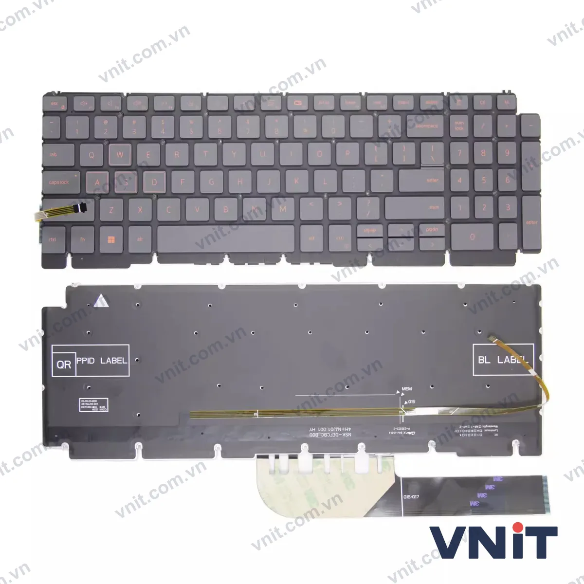 Bàn phím Laptop Dell G15 5510 5511 5505 5515 15Pro-5518 Inspiron 7500 7501 (Có đèn nền) (Màu đỏ)