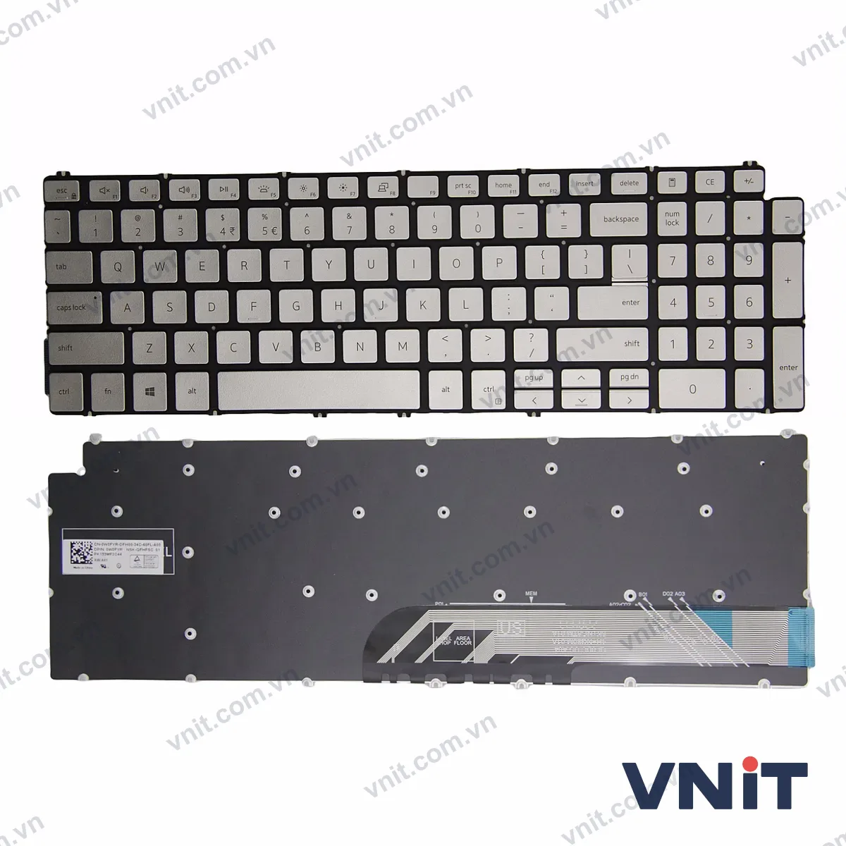 Bàn phím Laptop Dell G15 5510 5511 5505 5515 15Pro-5518 Inspiron 7500 7501 (Màu bạc)