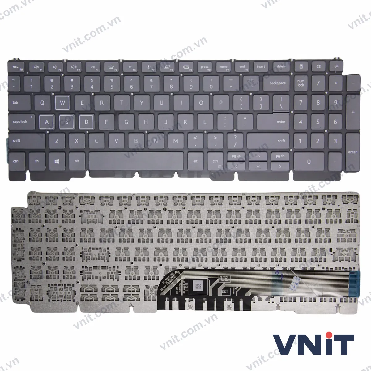 Bàn phím Laptop Dell G15 5510 5511 5505 5515 15Pro-5518 Inspiron 7500 7501 no RGB (Có đèn nền) (Màu đen)