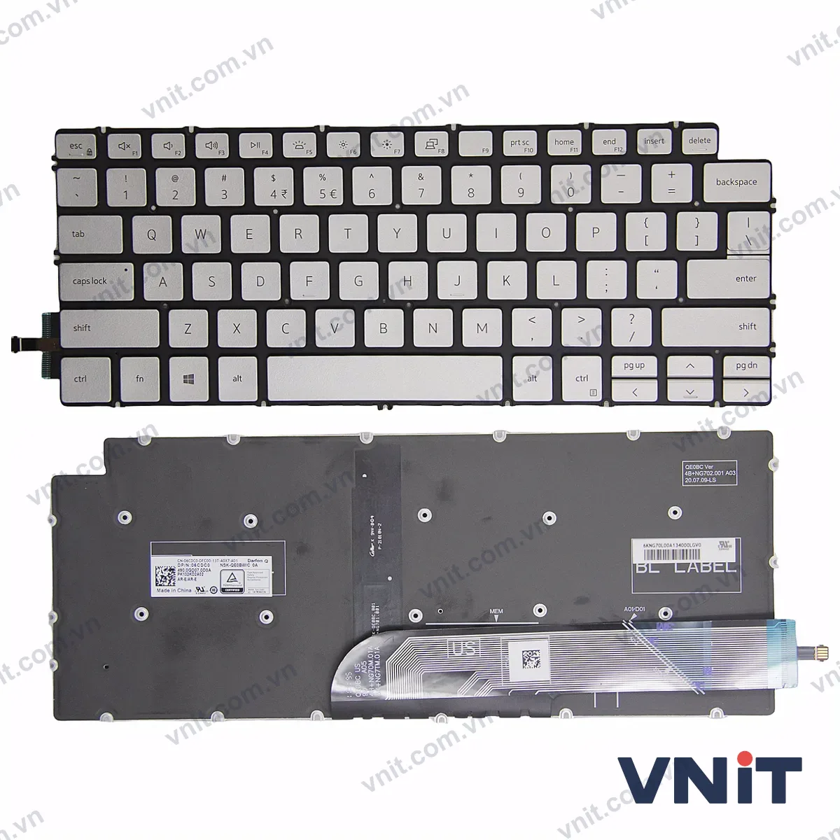 Bàn phím Laptop Dell Inspiron 13 5390 5391 7391 14 5493 5498 7490 7491 (Có đèn nền) (Màu bạc)