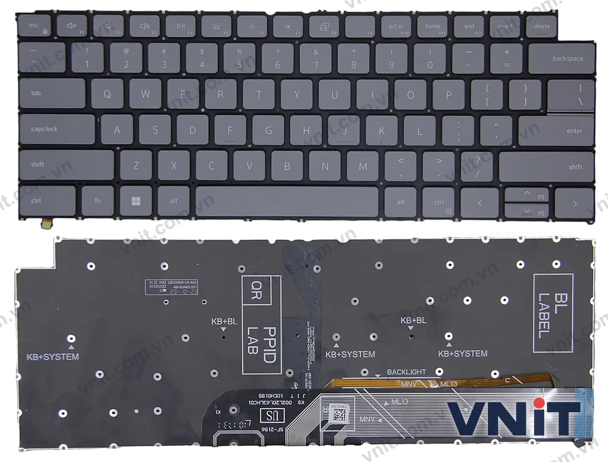 Bàn phím Laptop Dell Inspiron 14 5440, Inspiron 14 5441, Inspiron 14 5445, Inspiron 14 7440, Inspiron 14 7441, Inspiron 14 7445, Inspiron 14 7460 (Có đèn nền) (Màu xám)