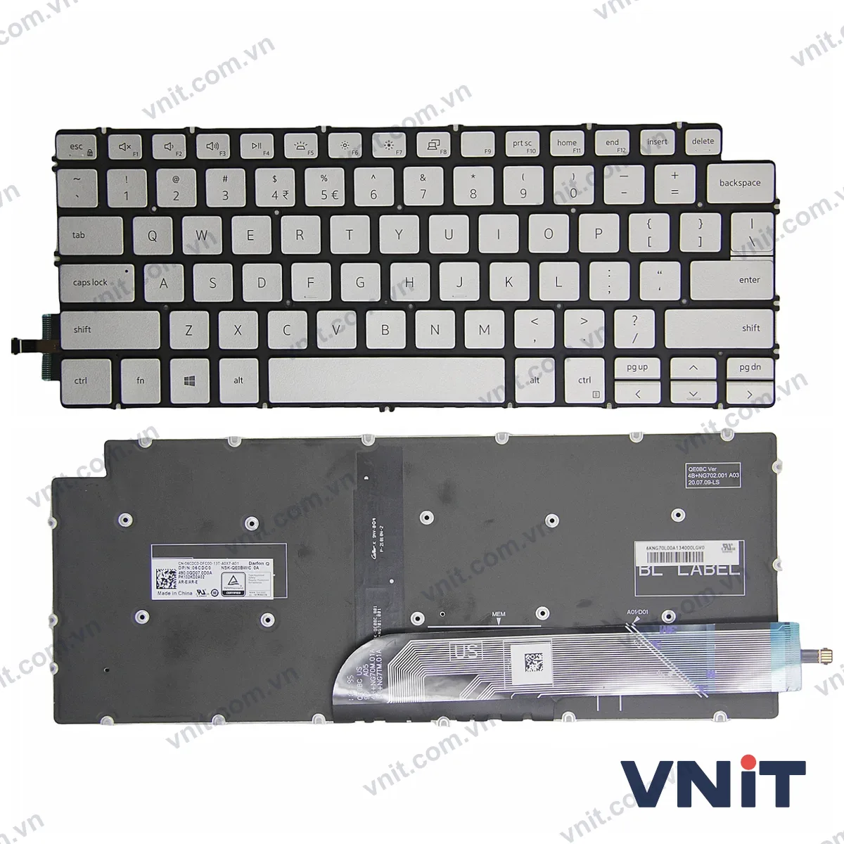 Bàn phím Laptop Dell Inspiron 14 7400, 7401, 7405, 7415 5494, Inspiron 13 5300 (Có đèn nền) (Màu bạc)