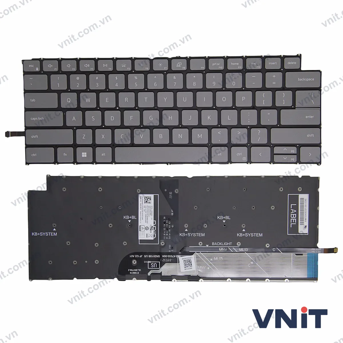 Bàn phím Laptop Dell Latitude 3320 3330 3420 3430, Inspiron 7415 7420 7425 2-in-1 (Có đèn nền) (Màu xám)