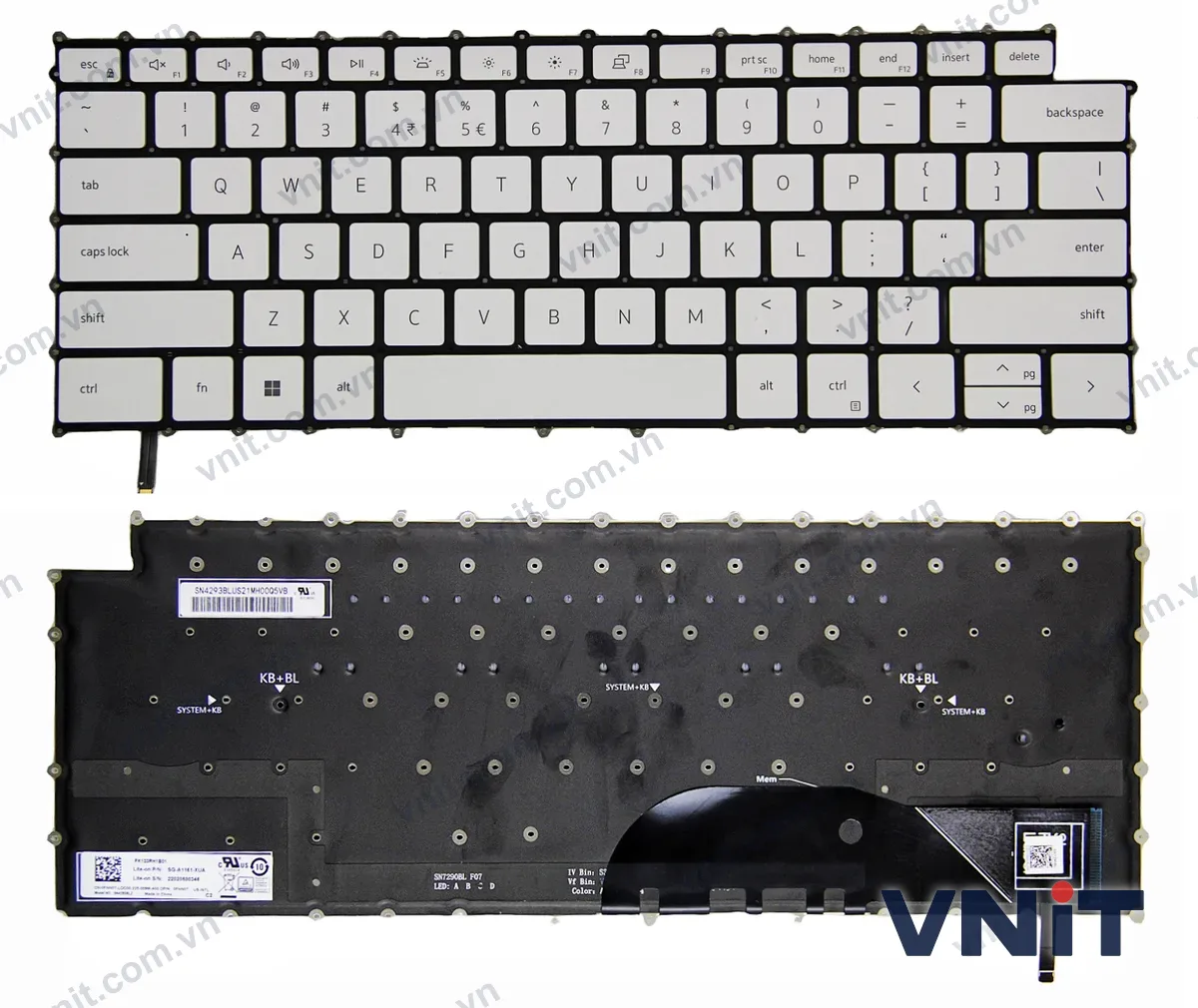 Bàn phím Laptop Dell Precision 5550 5560 5570 5750 5760 5770, 02R30J, 0MV93T, P91F (Có đèn nền) (Màu trắng)