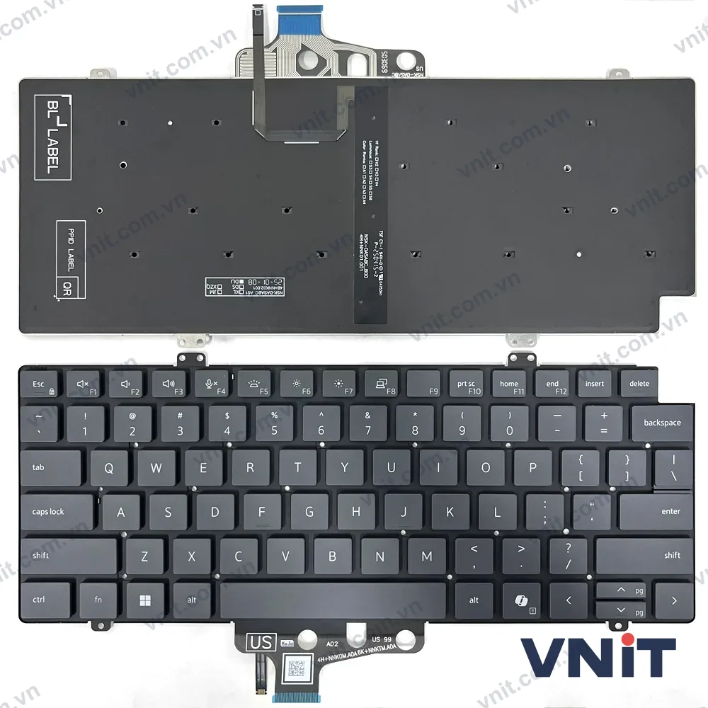 Bàn phím Laptop Dell Pro 14 PC14250, PC14255, P193G (Có đèn nền) (Màu đen)