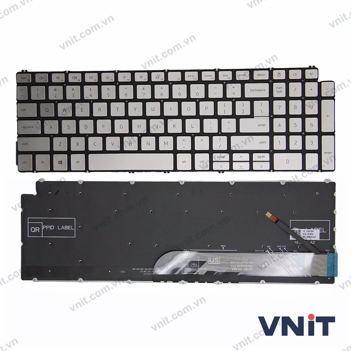 Bàn phím Laptop Dell Vostro 15 3500 3501 Latitude 3510 P83F P86F (Có đèn nền) (Màu bạc)