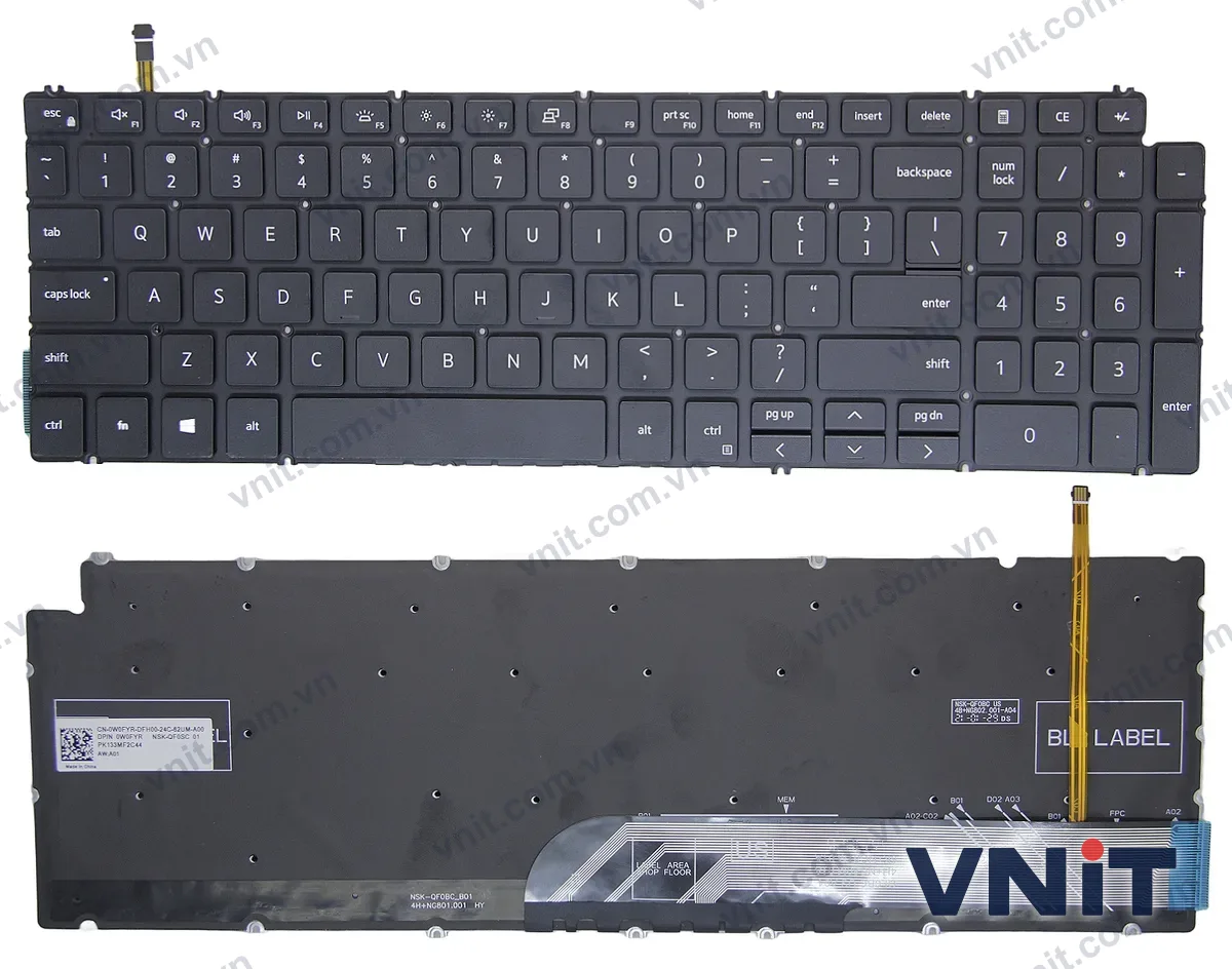 Bàn phím Laptop Dell Vostro 15 3500, Vostro 15 3501, Latitude 3510, P83F, P86F (Có đèn nền) (Màu đen)