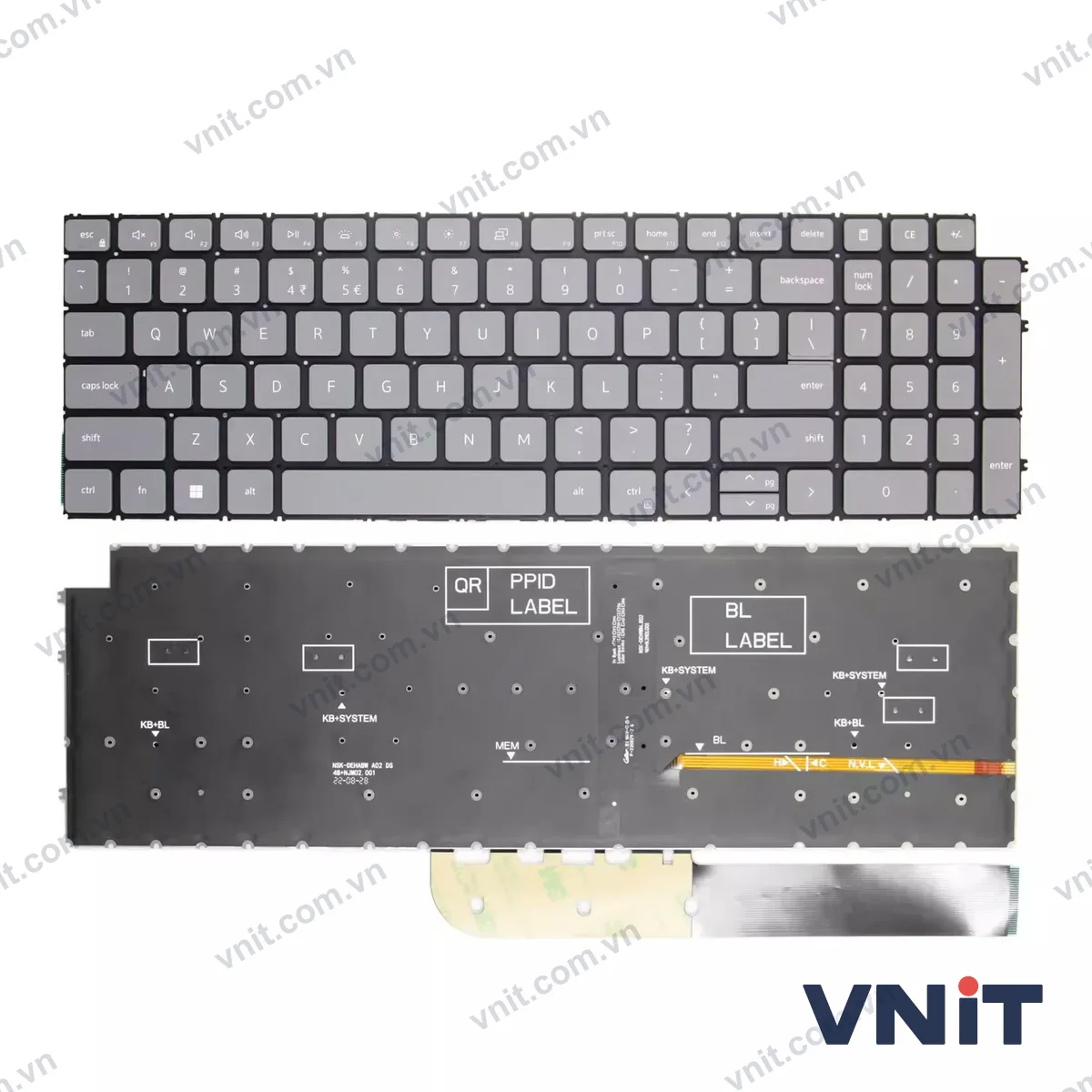 Bàn phím Laptop Dell vostro 5620 5625 7620 P117F P107F P106F P112F (Có đèn nền) (Màu xám)