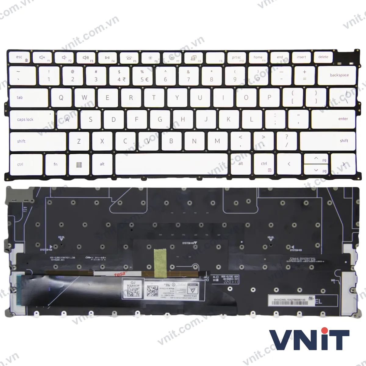 Bàn phím Laptop Dell XPS 13 9300, 9301, 9310, 2020, P117G (Có đèn nền) (Màu trắng)