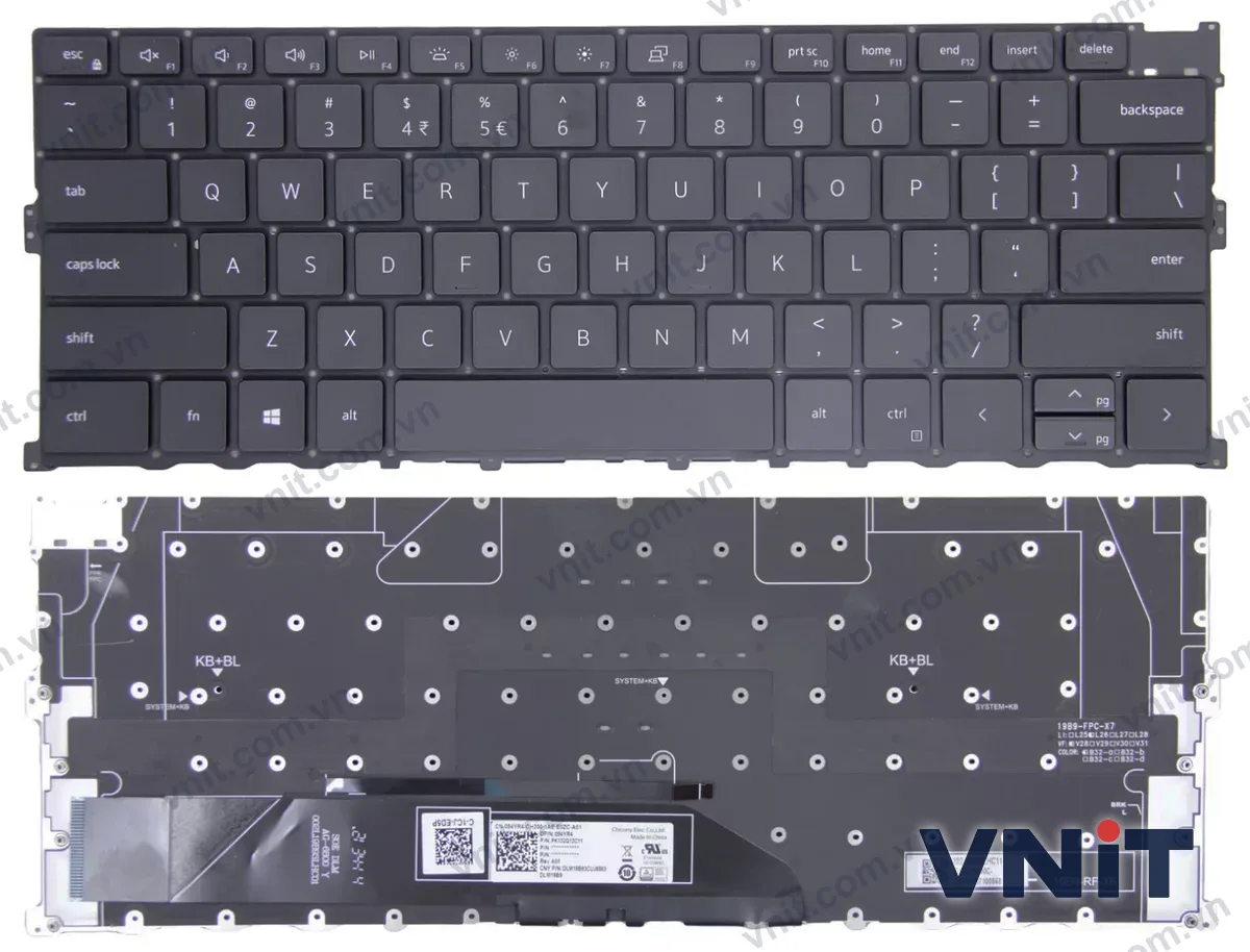 Bàn phím Laptop Dell XPS 13 9300, 9301, 9310, P117G, 2020 (Có đèn nền) (Màu đen)