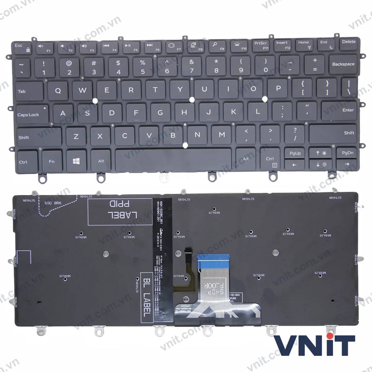 Bàn phím Laptop Dell XPS 13 9365 2-in-1, P71G, P71G001 (Có đèn nền) (Màu đen)