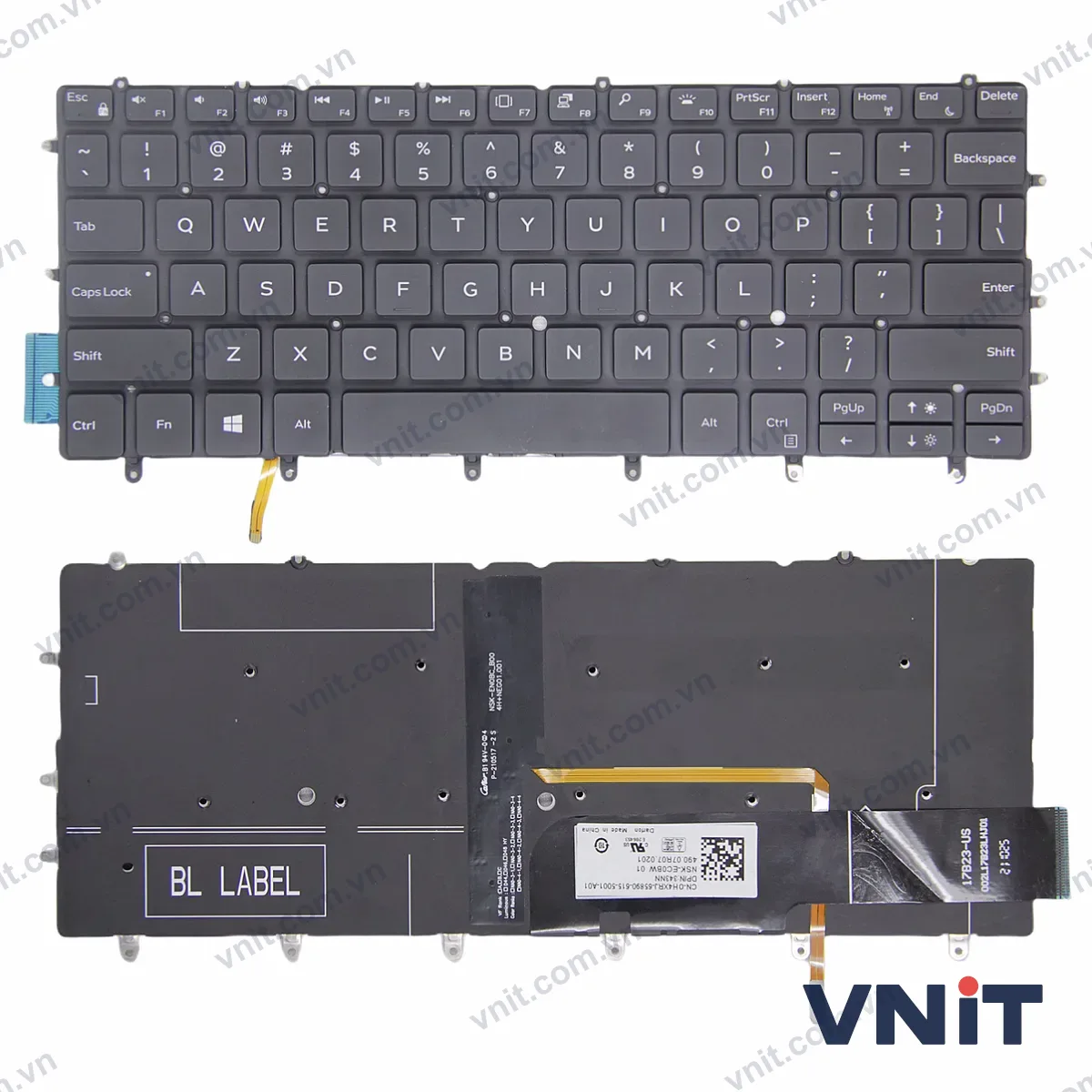 Bàn phím Laptop Dell XPS 13 9370 9375 9380 9317 9305 P82G 7390 (Có đèn nền) (Màu đen)