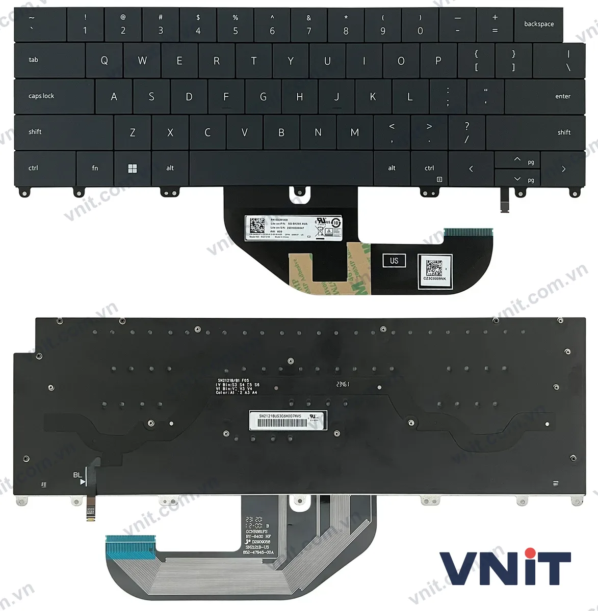 Bàn phím Laptop Dell XPS 13 Plus 9320, XPS 13 Plus 9330, XPS 13 Plus 9340, P151G, 2022 049NVP (Có đèn nền) (Màu đen)