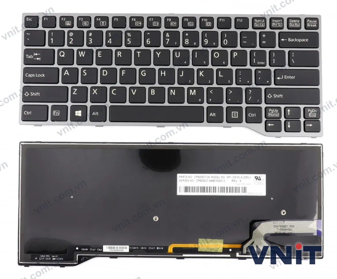Bàn phím Laptop FUJISTU LIFEBOOK E733, E734, e744, E544, E734, E736, E743, E746 (Có đèn nền) (Màu xám)