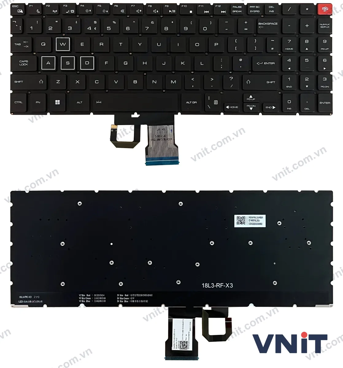 Bàn phím Laptop Gigabyte AORUS 15 G, 15-XA, 15-WA, 15-SA, 15-W9, 15-X9, RGB (Có đèn nền) (Màu đen)