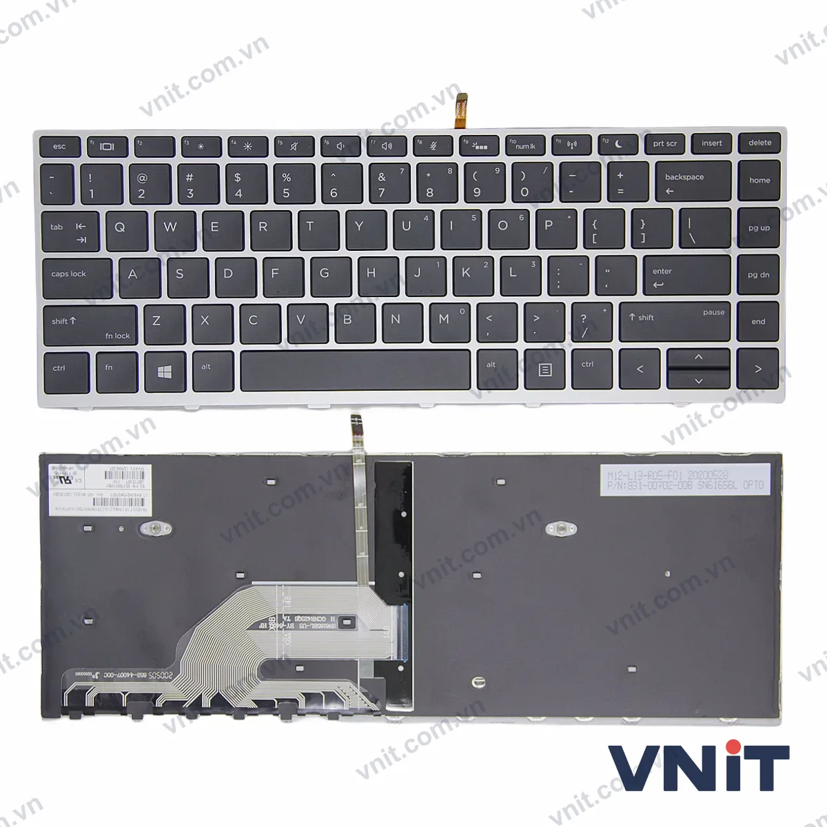 Bàn phím Laptop HP 430 G5, 440 G5, 445 G5, 640 G4 G5, frame (Có đèn nền) (Màu bạc)