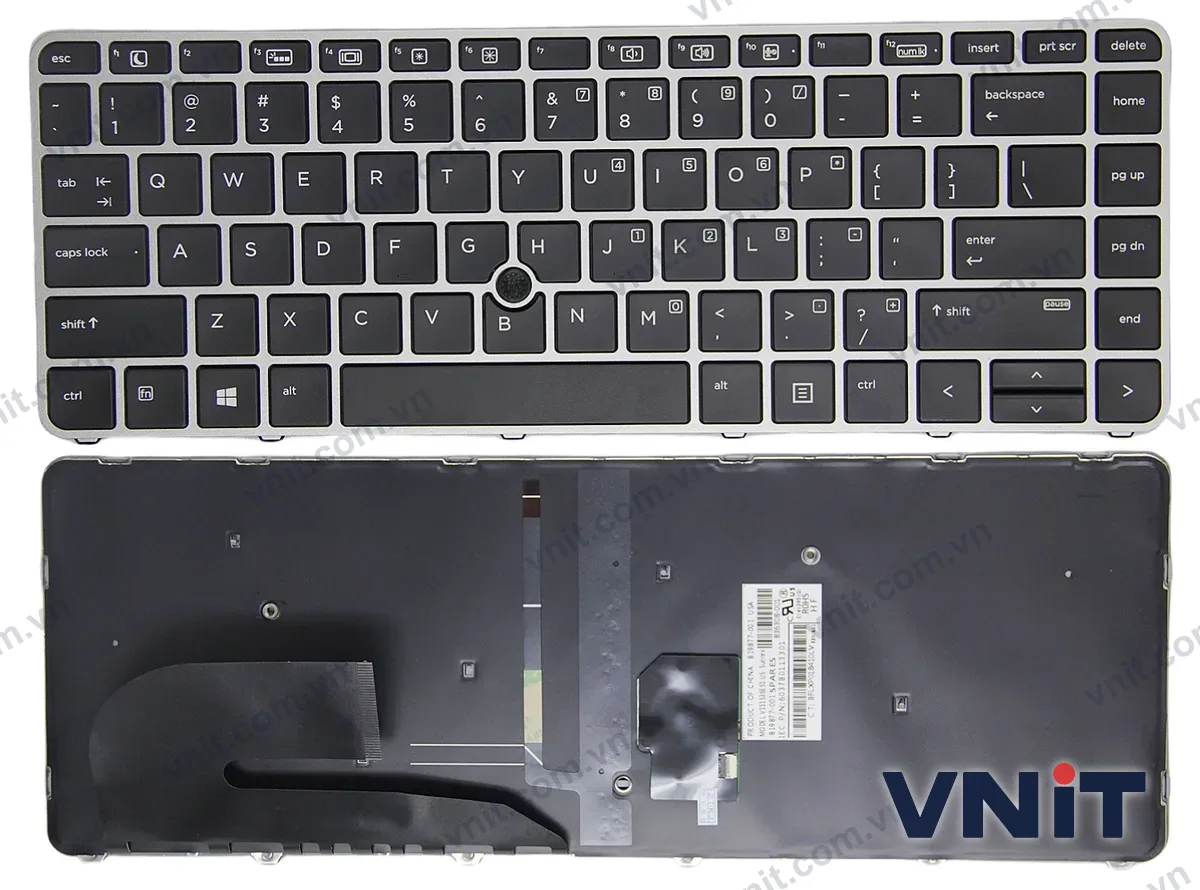 Bàn phím Laptop HP EliteBook 745 G3, 840 G3, 745 G4, 840 G4, 848 G3, Zbook 14U G4, frame trackpoint (Có đèn nền) (Màu bạc)