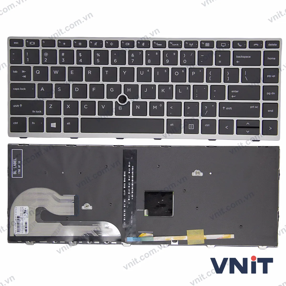 Bàn phím Laptop HP Elitebook 840 G5 G6, 745 G5, 846 G5, 848 G5, Zbook 14U G5, frame trackpoint (Có đèn nền) (Màu bạc)