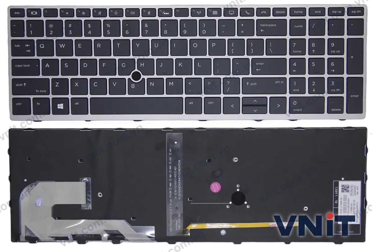Bàn phím Laptop HP EliteBook 855 G5 G6, 850 G5 G6, 750 G5, 755 G5, Zbook 15U G5 G6, frame (Có đèn nền) (Màu bạc)