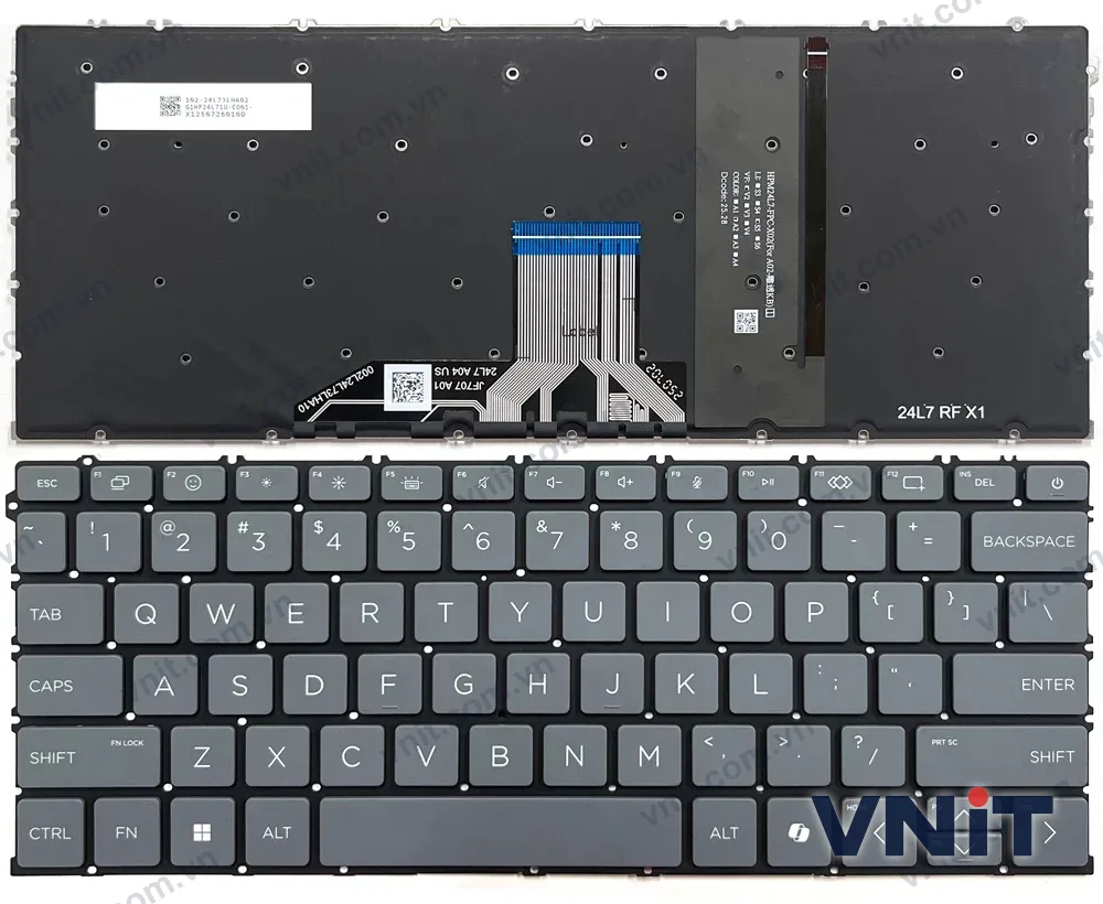 Bàn phím Laptop HP OmniBook 14-he, 14-fp, 14t-fr, 16-au, 16-bf, 16-fb (Có đèn nền) (Màu xám)
