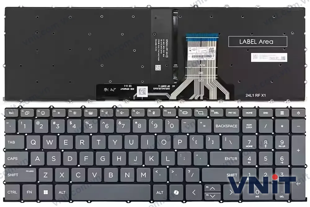 Bàn phím Laptop HP OmniBook X, 17t-dd, OmniBook 7 17-dc, 17t-dc, 16t-bh (Có đèn nền) (Màu xám)