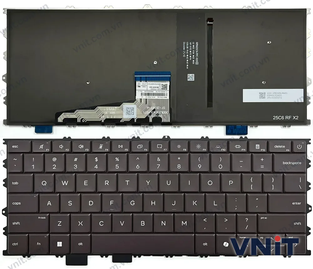 Bàn phím Laptop HP OmniBook X Flip 14 inch 2-in-1, 14-kc, 14z-kc, OmniBook Ultra 14 inch, 14-kd, 14t-kd, brown (Có đèn nền)