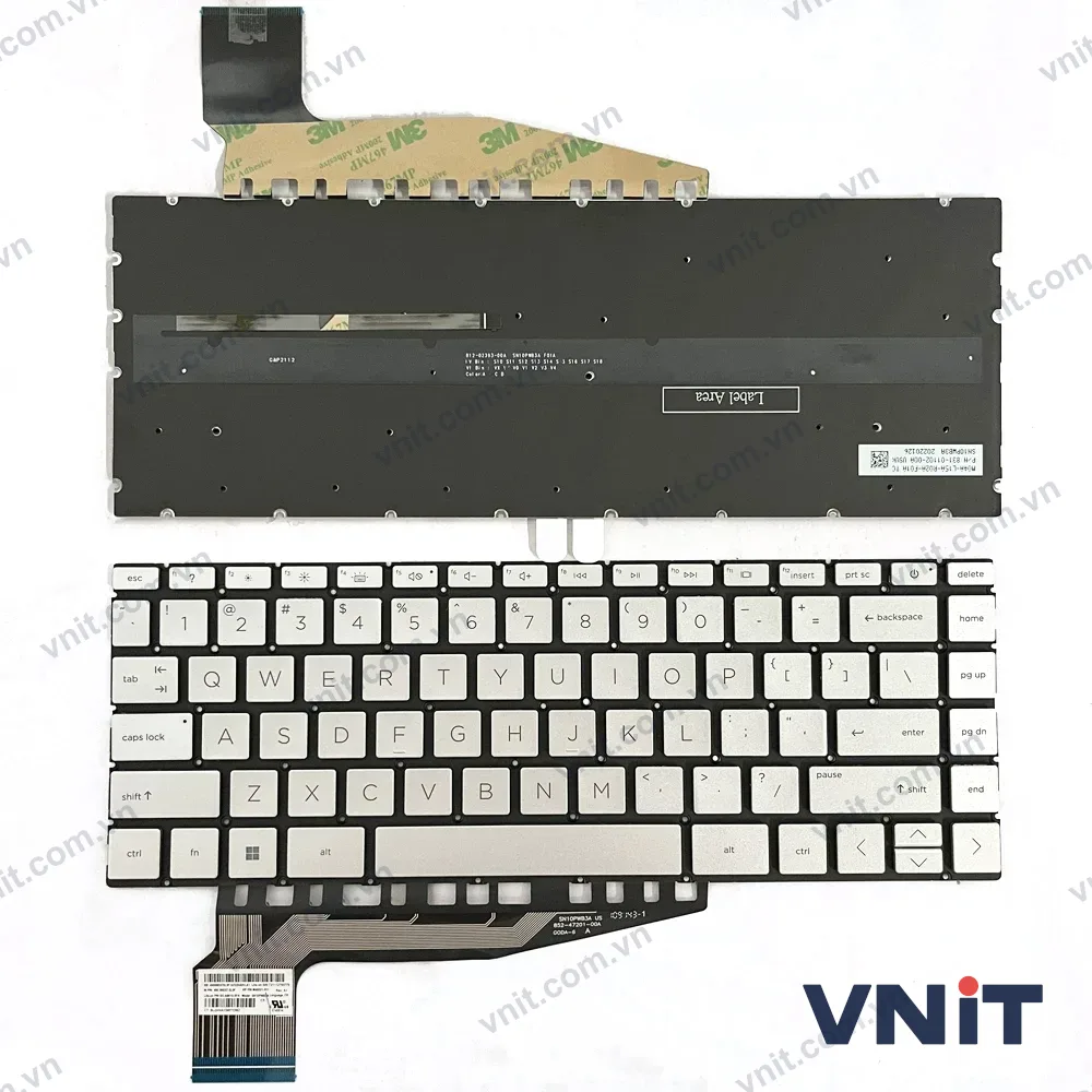 Bàn phím Laptop HP Pavilion 13-BE, 14-EH, 14-EY, 14-EW, F1 question (Có đèn nền) (Màu bạc)