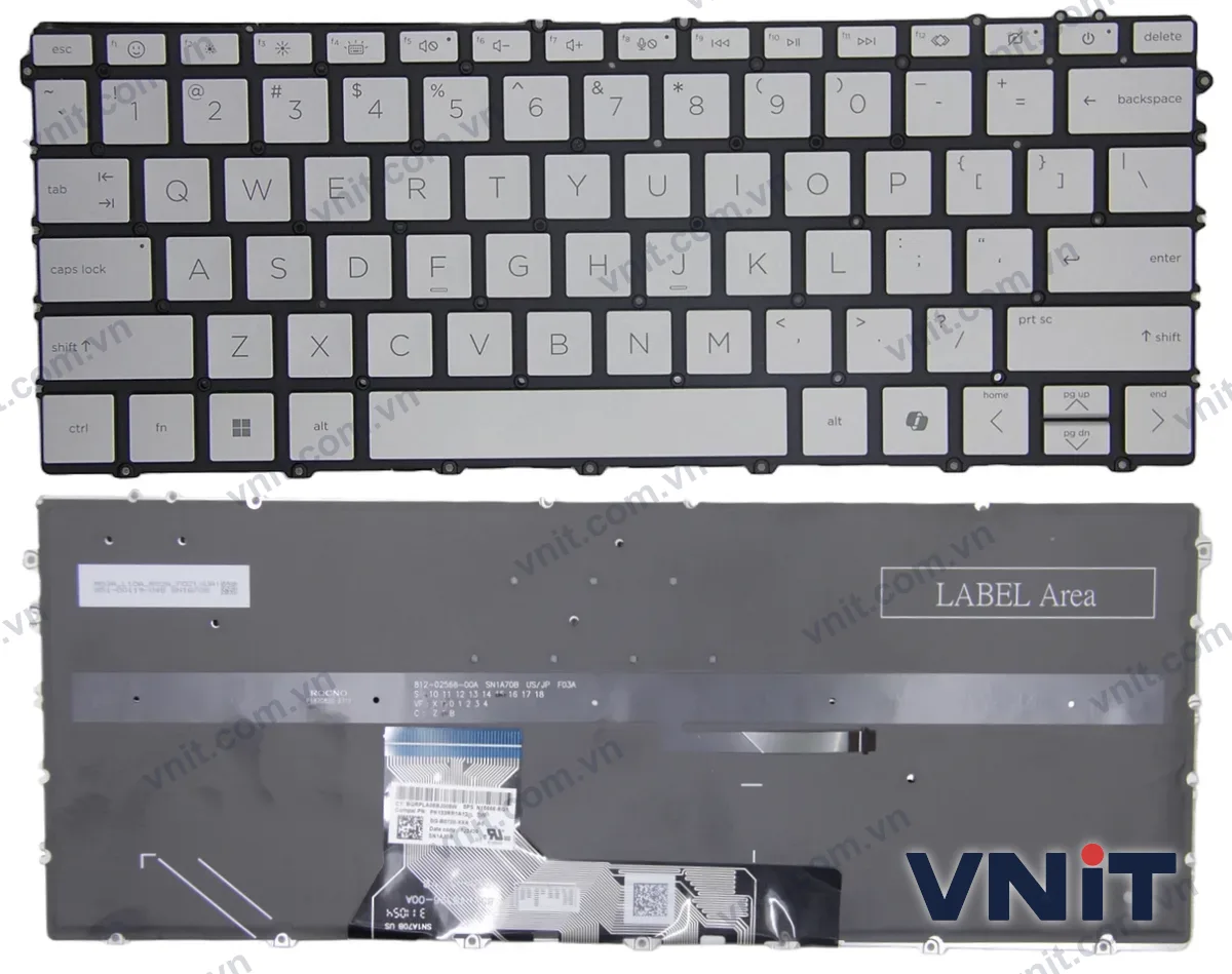 Bàn phím Laptop HP Pavilion Aero 13-BG, 13Z-BG, AI (Có đèn nền) (Màu bạc)