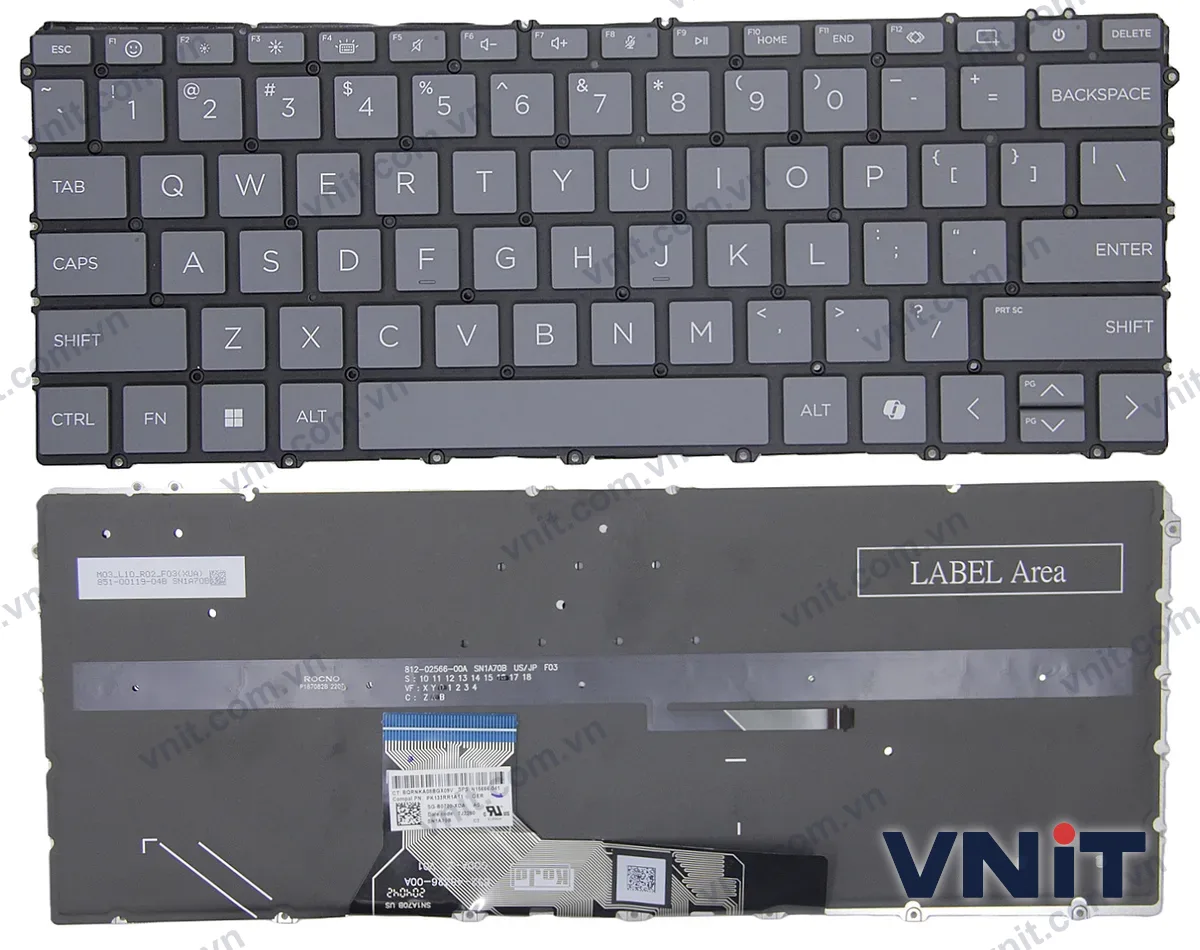 Bàn phím Laptop HP Pavilion Aero 13-BG, 13Z-BG, AI (Có đèn nền) (Màu xám)