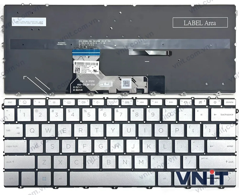 Bàn phím Laptop HP Pavilion Aero 13-BG, 13Z-BG (Có đèn nền) (Màu bạc)