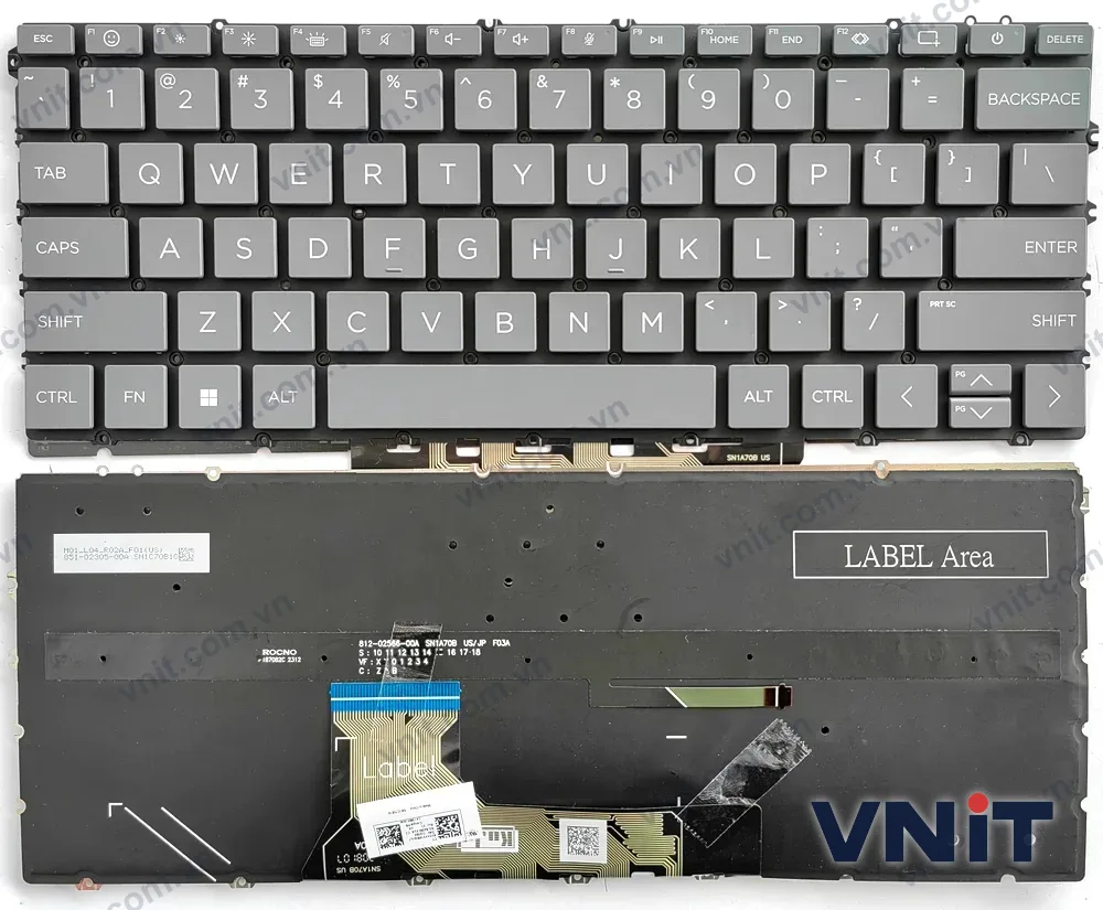 Bàn phím Laptop HP Pavilion Aero 13-BG, 13Z-BG (Có đèn nền) (Màu xám)