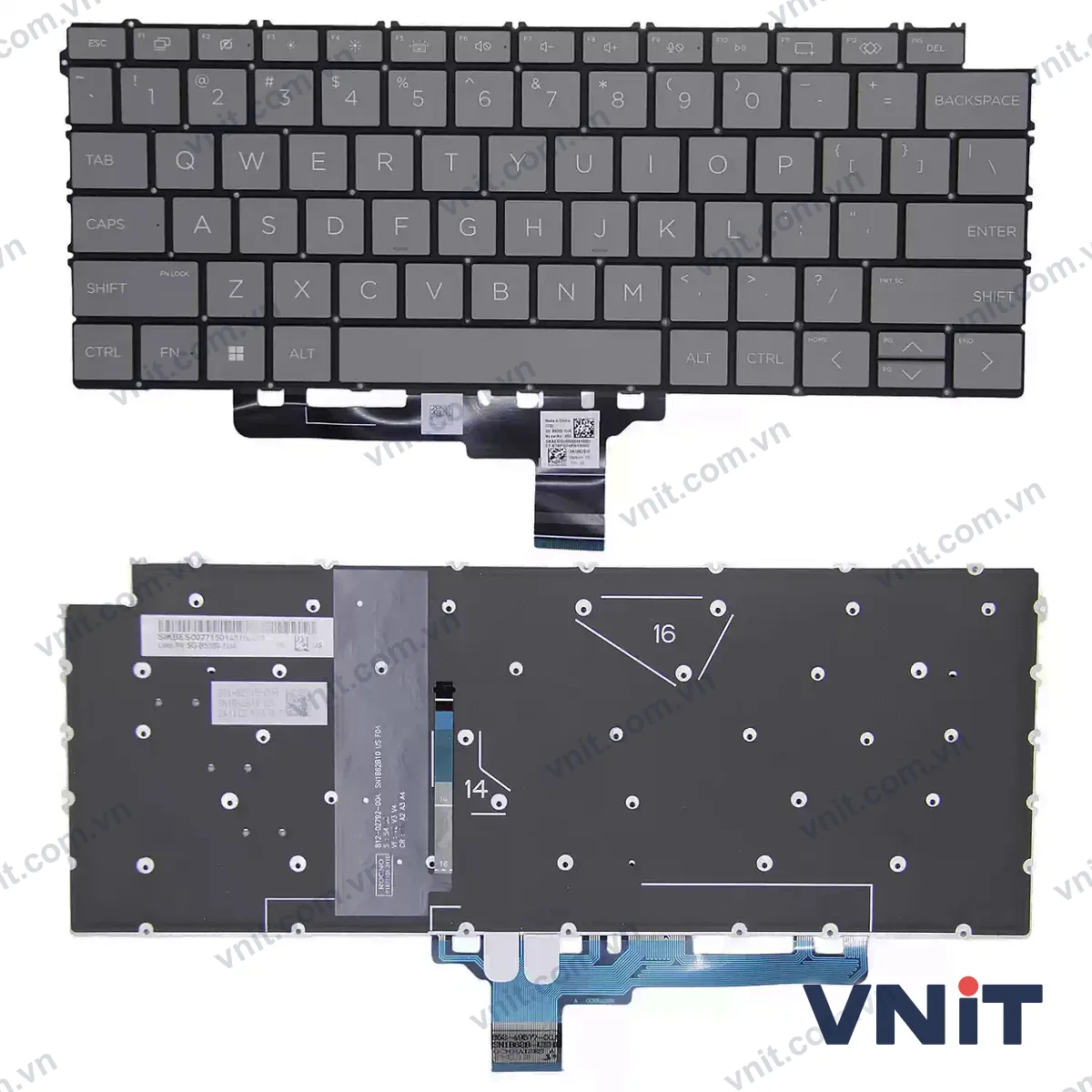 Bàn phím Laptop HP Spectre 14-EU, 16-AA, TPN-Q292 (Có đèn nền) (Màu xám)