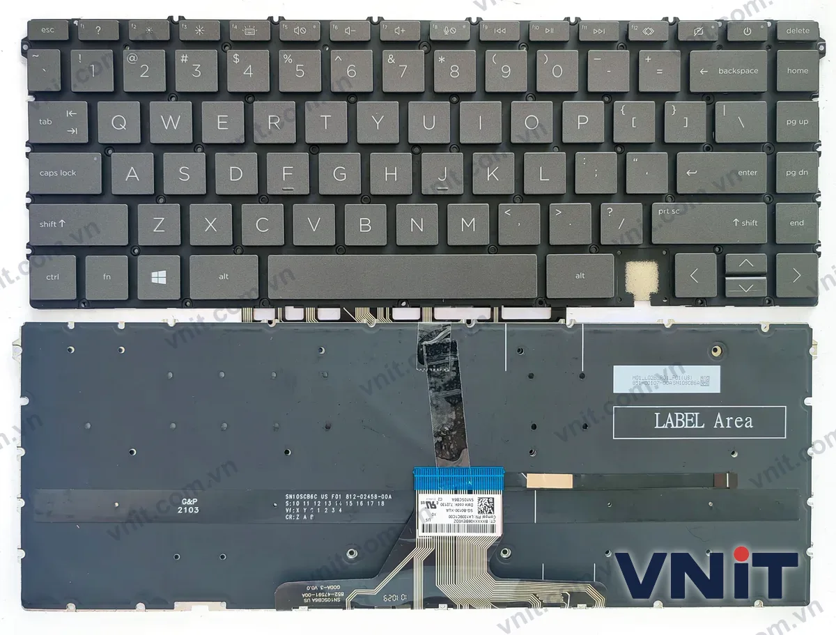 Bàn phím Laptop HP Spectre x360 16-F, 16T-F, TPN-C154, 2-in-1 (Có đèn nền) (Màu xám)
