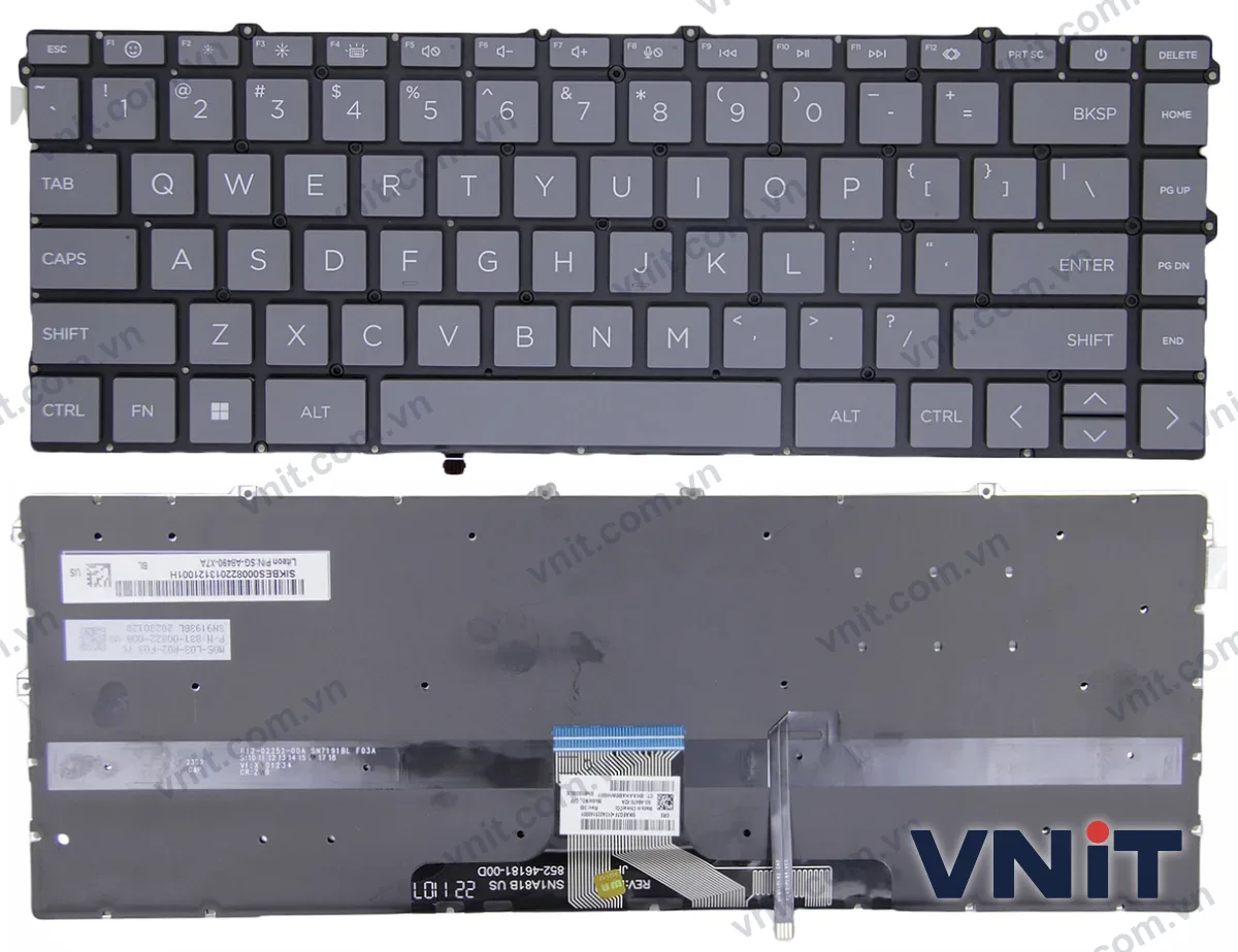 Bàn phím Laptop HP X360 14-DW, 14-DV, 14-DY, 13-BB, 13T-BB, 14M-DW, 14T-DW, 14M-DY, 14Q-DY, 14T-DY, F1 smile (Có đèn nền) (Màu xám)