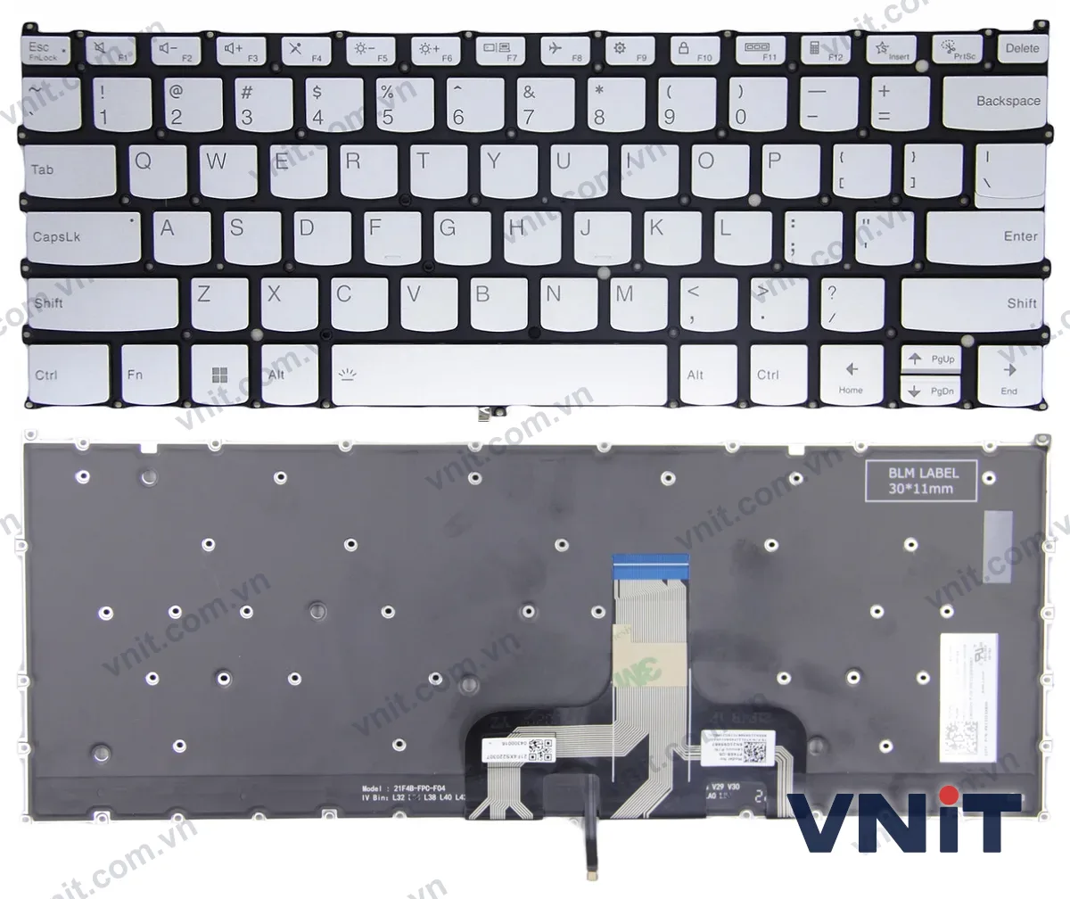 Bàn phím Laptop Lenovo IdeaPad 1 14ALC7 14AMN7 14IAU7 14IGL7 (Có đèn nền) (Màu bạc)