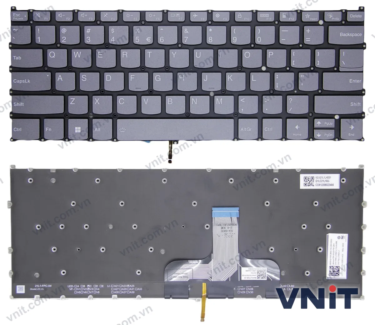 Bàn phím Laptop Lenovo IdeaPad 1 14ALC7 14AMN7 14IAU7 14IGL7 (Có đèn nền) (Màu xám)