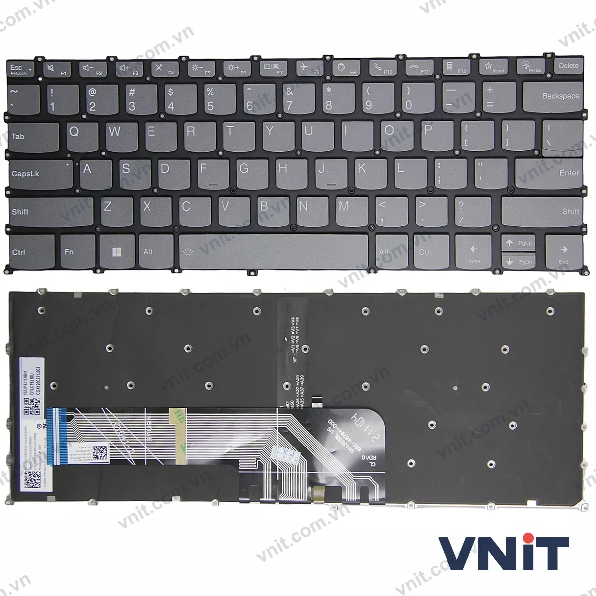 Bàn phím Laptop Lenovo IdeaPad 14 ALC7, IdeaPad 14 IJL7, IdeaPad 14 iAU7, 2022, IdeaPad 14s ALC, IdeaPad 14s ITL, 2021 F10 call (Có đèn nền) (Màu xám)