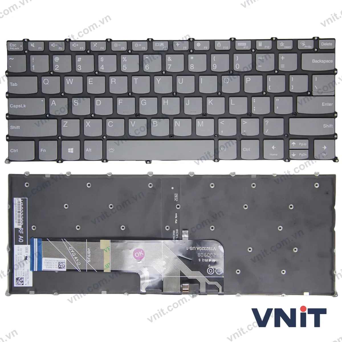 Bàn phím Laptop Lenovo IdeaPad 14 ALC7, IdeaPad 14 IJL7, IdeaPad 14 iAU7, 2022, IdeaPad 14s ALC, IdeaPad 14s ITL, 2021 F10 lock (Có đèn nền) (Màu xám)
