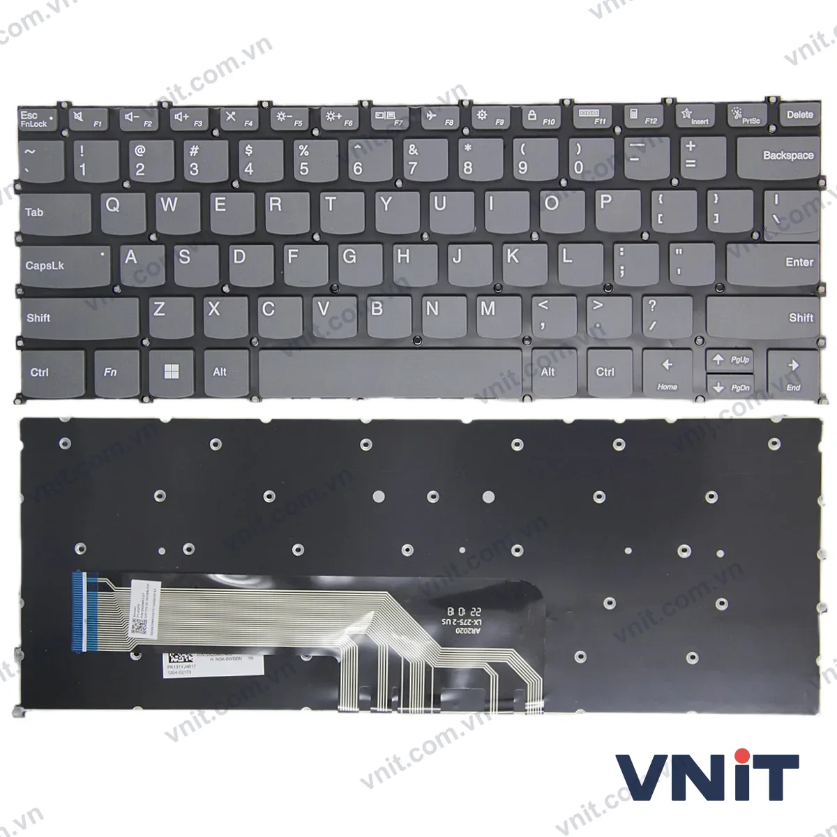 Bàn phím Laptop Lenovo IdeaPad 14 ALC7, IdeaPad 14 IJL7, IdeaPad 14 iAU7, 2022, IdeaPad 14s ALC, IdeaPad 14s ITL, 2021 F10 lock (Màu xám)