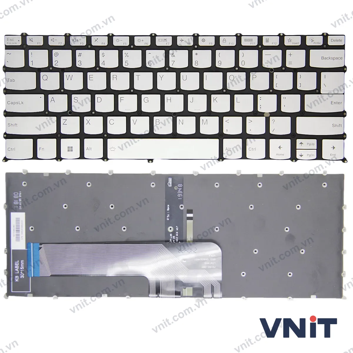Bàn phím Laptop Lenovo IdeaPad 14 ALC7, IdeaPad 14 IJL7, IdeaPad 14 iAU7, 2022, IdeaPad 14s ALC, IdeaPad 14s ITL, 2021 F10 lock (Có đèn nền) (Màu bạc)