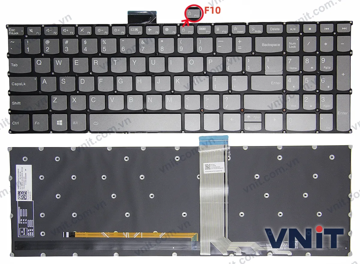 Bàn phím Laptop Lenovo IdeaPad Slim 3 16ABR8 16IAH8 16IRH8 16IRU8, F10 lock (Có đèn nền) (Màu xám)
