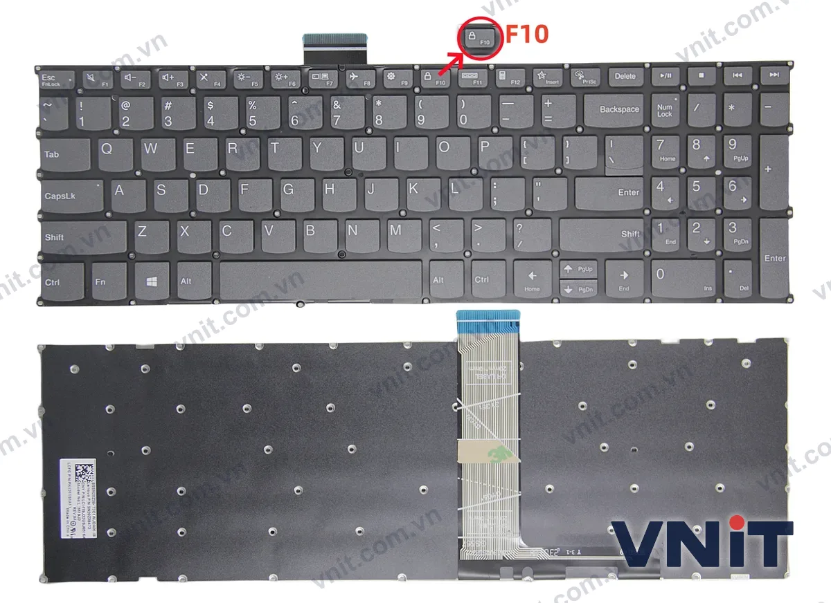 Bàn phím Laptop Lenovo IdeaPad Slim 3 16ABR8 16IAH8 16IRH8 16IRU8, F10 lock (Màu xám)
