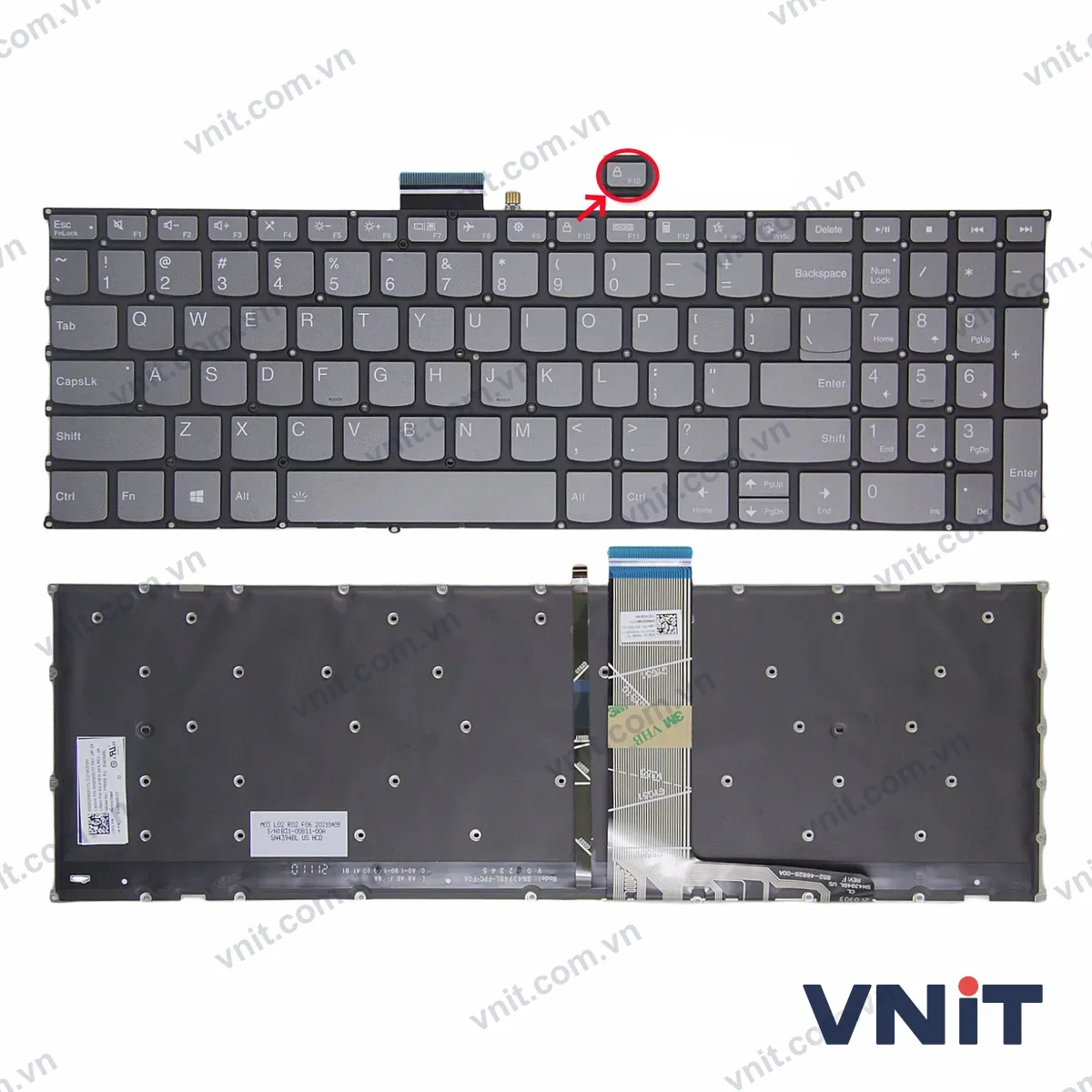 Bàn phím Laptop Lenovo IdeaPad Slim 5 16AHP9 16IMH9 16IRU9 15IRH9 15IRU9, F10 lock (Có đèn nền) (Màu xám)