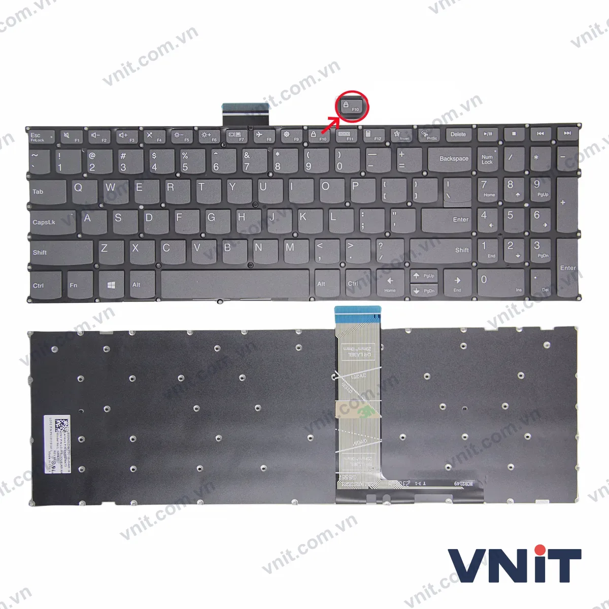 Bàn phím Laptop Lenovo IdeaPad Slim 5 16AHP9 16IMH9 16IRU9 15IRH9 15IRU9, F10 lock (Màu xám)