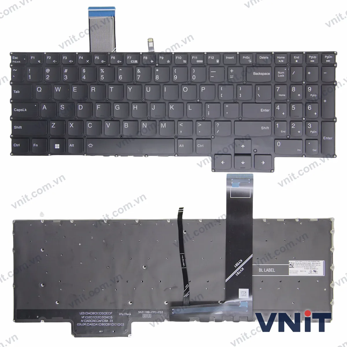 Bàn phím Laptop Lenovo Legion 5 15ARH7 15ARH7H 15IAH7 15IAH7H (Có đèn nền) (Màu đen)